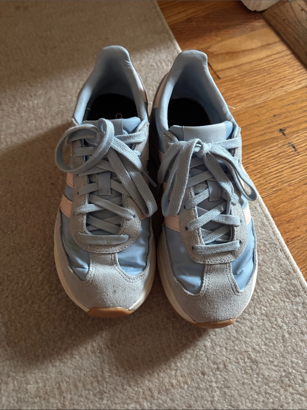 adidas Women's Light Blue and White Low-Top Sneakers